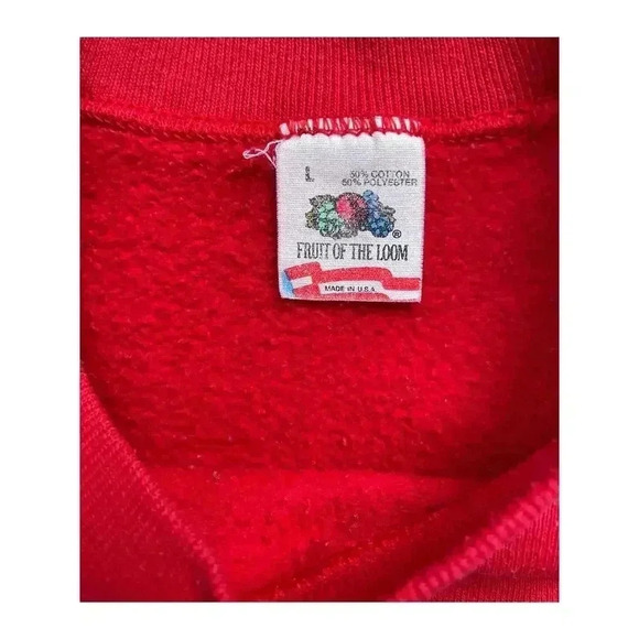 Vintage 90s Fruit of the Loom Christmas Sweater Crewneck Sweatshirt Mistletoed L - Picture 5 of 9